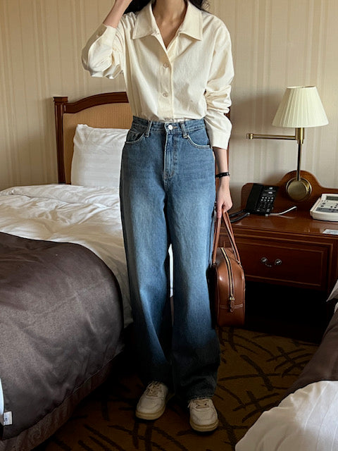 Cotton Wide Jean Pants